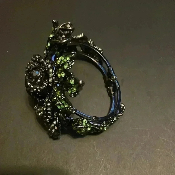 Statement Oversized green Rhinestone Wide Design Statement Cuff Bangle bracelet - Picture 2 of 3